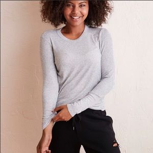 Aerie real soft grey ribbed long sleeve tee